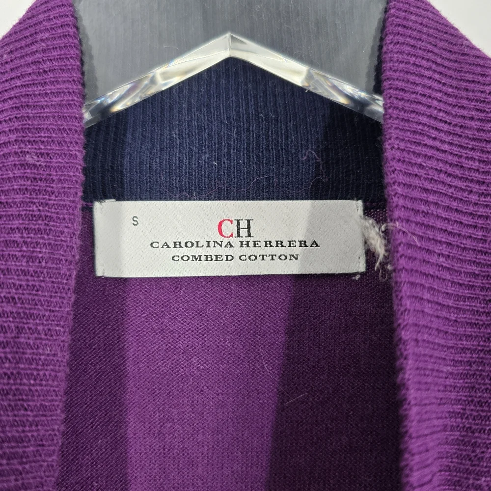 Carolina Herrera NEW Men's Purple Zip Up Sweater Elbow Patches Size S - Picture 4 of 12